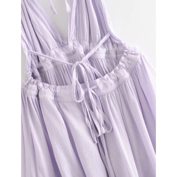 SOLD OUT Lavender Swiss Dot Mesh Halter Mini Dress - Picture 13 of 14